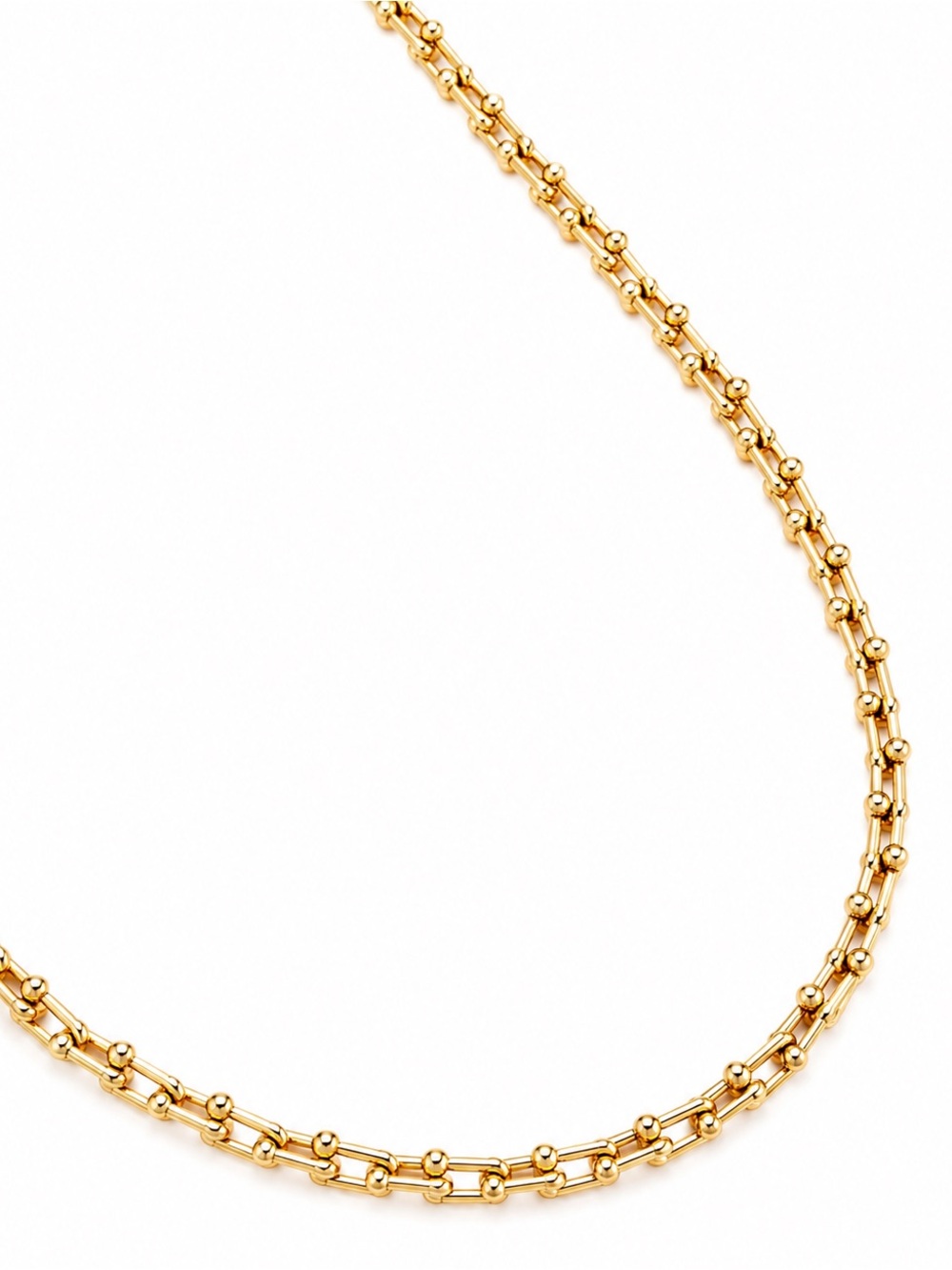 14K Gold Plated Rhodium Tiffany Style Link Chain Adjustable Necklace